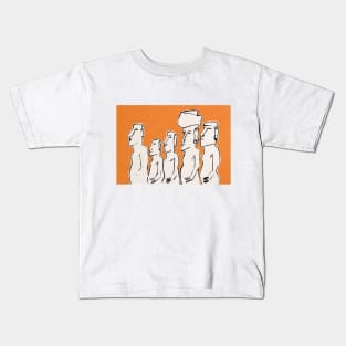 Moai statues in ink Kids T-Shirt